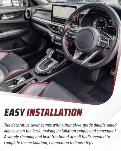 Steering Wheel Gear Shift Cover Fit for Kia Forte Cerato K3 2019 2020 2021 2022 2023 2024, Red ABS Interior Decoration
