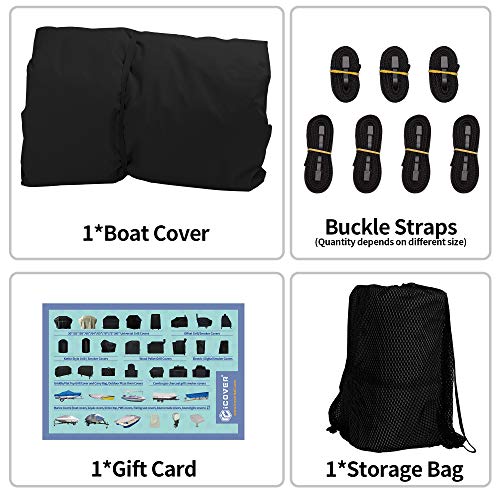 iCOVER Center Console Boat Cover, 600D Heavy Duty Marine Grade Waterproof Tear Resistant Boat Covers, Fits Boats 17'-19' Long Beam Width up to 102", Trailerable Boat Cover with Support Pole, Black - color: Black, size: 17ft-19ft long and beam width up to