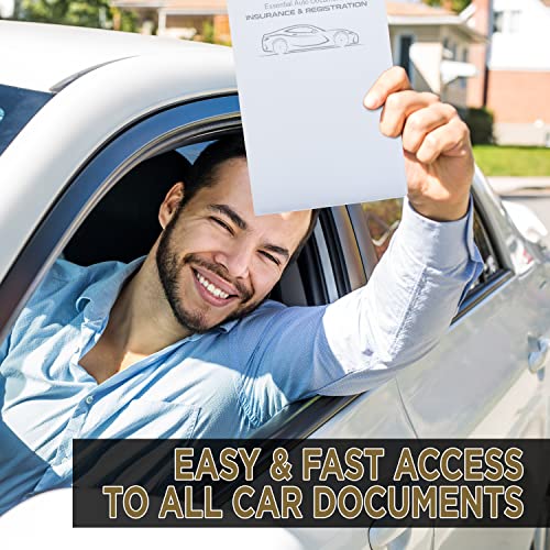Andalus Auto Registration & Insurance Card Holder Pack of 2, Waterproof Essential Car Registration Holder with Hook & Loop Closure, Perfect for Every Vehicles Glove Boxes (White - 9.5" x 5.15") - color: White