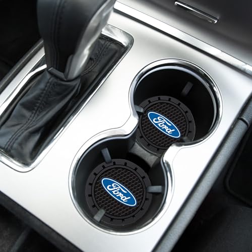Plasticolor 000651R01 Ford Oval Auto Car Truck SUV Cup Holder Coaster 2-Pack , Blue