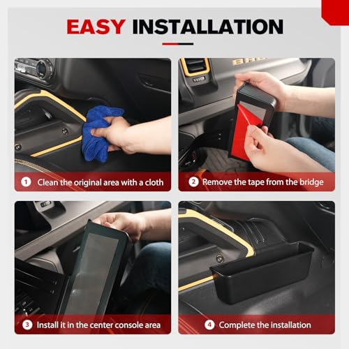 Center Console Shifter Storage Box Compatible with Ford Bronco 2021- 2024 2025 2026, Organizer Gear Side Storage Tray for Bronco Accessories 2/4-Door