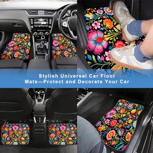 Automotive Floor Mats 5 Pcs, Universal Car Floor Mats,Floral Car Mats, Flower Car Accessory for SUVs/Sedan/Wagons, Durable Protective Mat, Trunk Liner for Families/Travel Enthusiasts - style: Bundle55