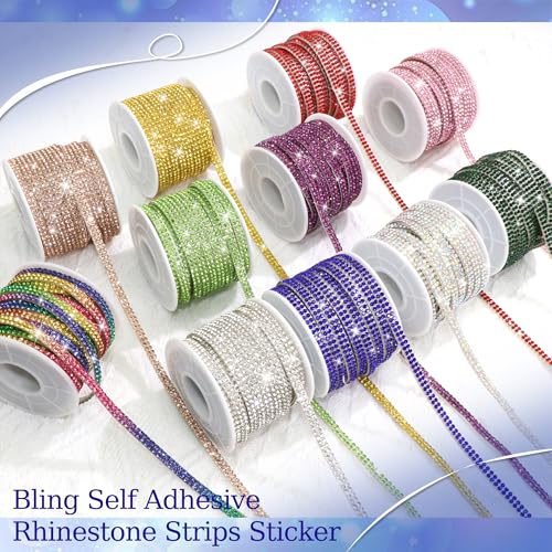 10 Yards Rhinestone Ribbon Roll,0.4 CM Wide Diamond Ribbon for Car Interior,Light Pink Rhinestone Trim Self Adhesive,Shiny Gem Strips Sticker for DIY Crafts Art Wedding Party Decoration