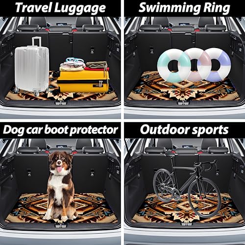 Universal Car Trunk Mat 29" x 39", Retro Bohemian Style All Weather Trunk Protection Cargo Liner, Durable Cargo Mat Rear Trunk Liner, Stylish Vehicle Interior Accessories Suitable for Most Car Models - color: Retro Bohemian Style