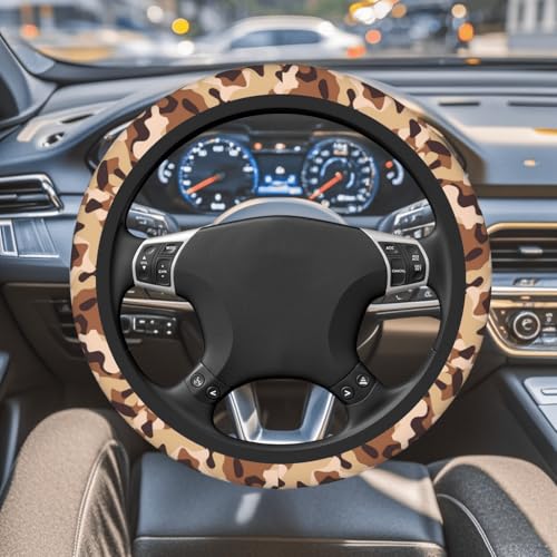 Steering Wheel Cover Accessories Neoprene Cover Non-Slip Breathable Easy to Install Suitable for Women Men Girls for Car SUV Van Truck Universal 14.5-15.5 Inch Brown Camouflage - color: Brown Camouflage