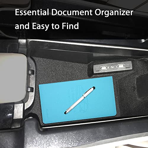 Car Insurance and Registration Holder, 9.5 x 5 Inch PU Leather Vehicle Glove Box Organizer Wallet Case for Insurance Card, Driver License, Paperwork - Mint Green - color: MintGreen
