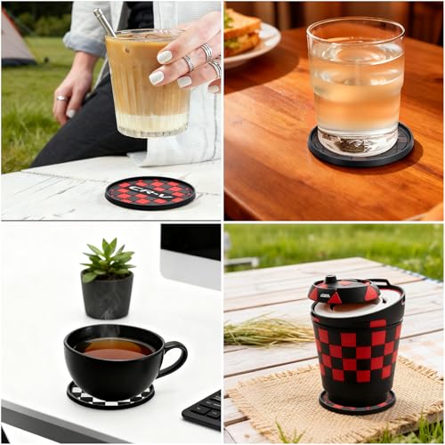Car Cup Coaster, 4PCS Universal Non-Slip Cup Holders Embedded in Ornaments Coaster, Car Interior Accessories (Coffee, Civic)