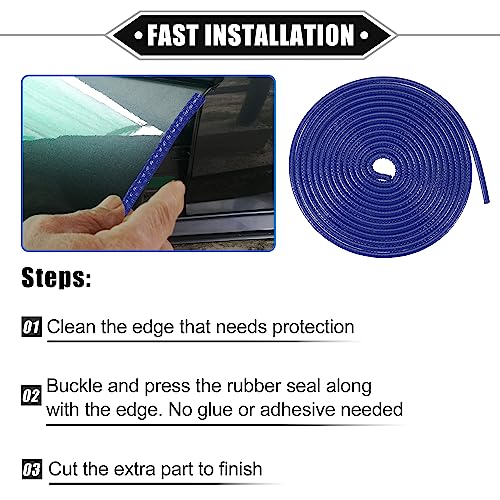 Vehicle Door Edge Guard, 16.4ft U Shape Rubber Edge Trim Seal Strip Protector Universal for Car Truck ATV Boat Multifunctional No Glue PVC Iron Blue - color: Blue