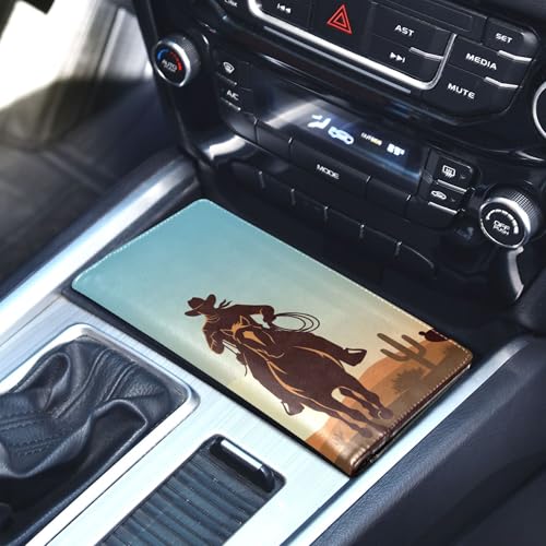 linqin Car Registration and Insurance Card Holder, Western Cowboys Glove Box Organizer Card Document Wallet - color: Western Cowboys