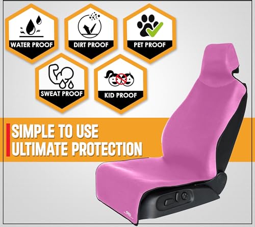 Gorla Gear Pink Premium Universal Fit Waterproof Stain Resistant Car Seat Cover Neoprene Non-Slip Bucket Seat Dog Sweat Proof Protector Save Your Leather Cloth Seats Automotive Van Truck SUV Sedan - color: Pink