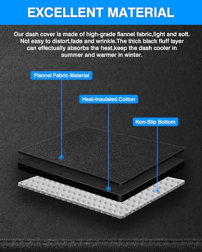 Autorder Dashboard Cover Mat Fit for 2007-2012 Nissan Altima Accessories Dash Cover Flannel Dash Mat Sunshade Glare UV Rays Protector - size: Black 2007-2012 Nissan Altima