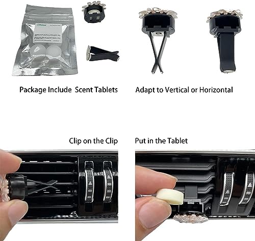 ORIESSE 4pcs Cute Daisy Flowers Car Air Freshener Vent Clips,Girly Flowers Car Accessories for Women,4 Sizes Sparkle Black Silver Flower Car Vent Clips,Refillable Clips On Car Diffuser