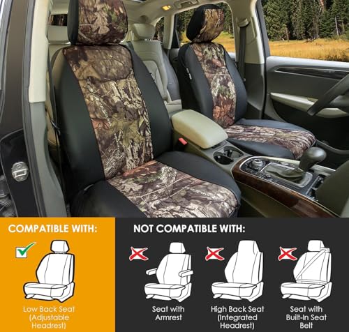 LPI Truck Mossy Oak Heavy Duty Car Seat Covers for Front Seats; Fits Sedans and SUVs, Includes Front and Rear Storage Pockets, Built-in Molle Style Organizer; Semi-Custom Fit; 2pcs - color: Sedan Seat Cover Camo
