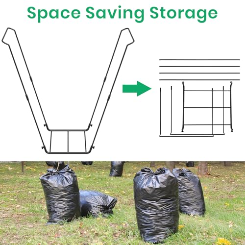 Leaf Bag Holder Collapsible Trash Bag Holders Stand for Outdoor Metal Waste Bags Frame for Garage Yard Lawn Camping Parties