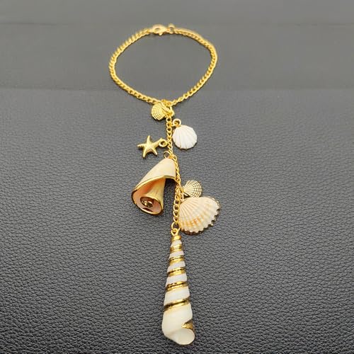 Sea Shell Rear View Mirror Accessories, Cute Seashells Chain Beach Decor Car Accessories for Men/Women, Boho Hanging Charms for Car Travel