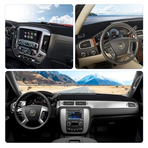 Dashboard Cover Dash Mat Compatible with GMC Sierra Chevy Silverado 2007-2013 Dash Covers - Models with Two Glove Boxes - size: 2007-2013 Chevy Silverado