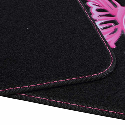 BDK Pink Butterfly Design Carpet Car Floor Mats for Auto Van Truck SUV-4 Pieces Front & Rear Full Set with Rubber Backing-Universal Fit - color: Pink Butterfly Design
