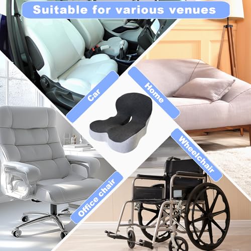 Memory Foam Seat Cushion for Long Sitting,Chair Pads,L-Shaped Ergonomic Design for Office Chair & Truck Drivers,Improve Comfort During Prolonged Sitting(Black Gray)
