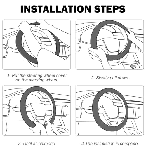 Mountains, Adventure, Outdoors, Camper, Hiking, Mountain Car Leather Steering Wheel Cover - 15-inch Universal Microfiber- Soft & Breathable & Silicone Anti Slip Auto Steering Wheel Wrap - color: Mountains
