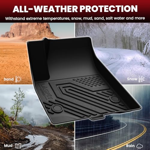 LASFIT Floor Mats & Cargo Liner with Backrest Mat for GMC Acadia 2017-2023 (Only Fit 7 Seats), All Weather TPE Custom Fit Floor Mats for Cars, 3 Rows Floor Liners Car Mats Full Set, Black - size: 2017-2023 | GMC Acadia | Only 7 Seats