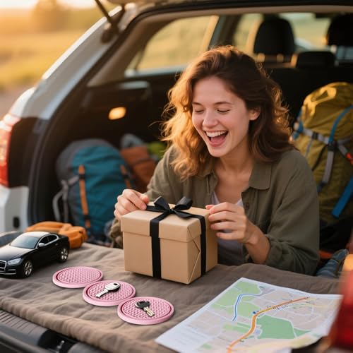 Car Cup Holder Coaster 4 Pack - Non Slip & Shockproof,Flexible PVC Rubber Insert for Car/Truck/SUV/Van (2.75"x0.2") Universal Fit Auto Cup Holders Accessories for Women and Man (Pink) - color: Pink