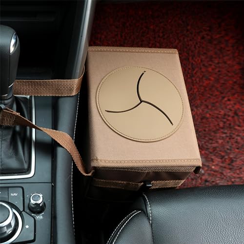 AOKJOY Car Garbage can with lid Leak Proof Vehicle Trash Can 3 Storage Pockets Hanging Waterproof car Trash Bag for SUV Brown - color: brown