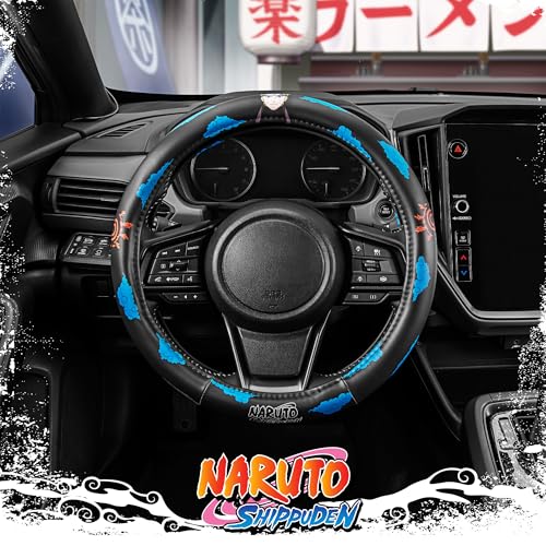 Naruto Shippuden Car Steering Wheel Cover, 15 Inch Anime Steering Wheel Cover, Cushioned Soft Comfortable Cover Anime Car Accessories for Men Women, Kumogakure - color: Naruto Kumogakure