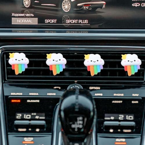5pcs Car Air Vent Clip,Colourful Cartoon Cloud Car Air-Conditioning Outlet Clip Charm,Cute Rainbow Auto Interior Decoration Accessory,Air Freshener Decor Gift for SUV,Truck,Bus