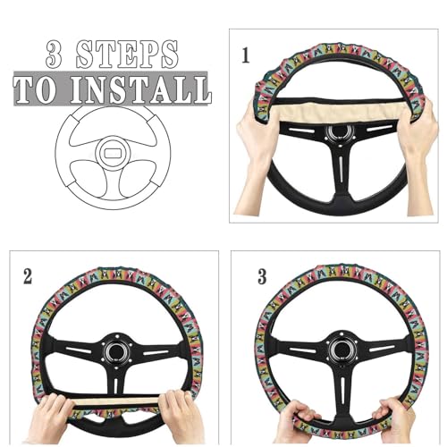 Boston Terrier Pattern Steering Wheel Cover for Women Men, Non-Slip Steering Wheel Protector Car Wheel Covers, Universal 15 Inch Fit for Auto, Suvs, Truck - color: Boston Terrier Pattern