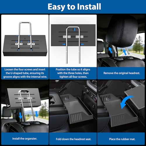 All Metal Front Center Seat Headrest Organizer Compatible with 2011-2025 2026 Ford F150 F250 F350 F450 F550 F650, Center Console Container Storage Box Armrest Tray Accessories (Jump Seat Only) - style: Organizer
