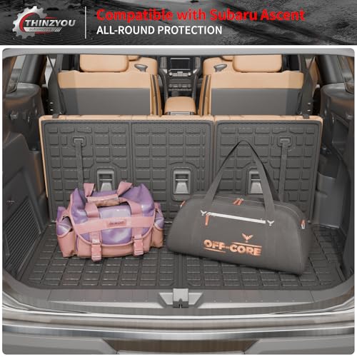 Cargo Mat Compatible with 2019-2025 2026 Subaru Ascent Cargo Liner Trunk Liner TPE Back Seat Cover Protector 2023 Ascent Accessories (Fit 7&8 Seats, Trunk Mat+3rd Row Backrest Mats) - style: For Aubaru Ascent | 2019-2026