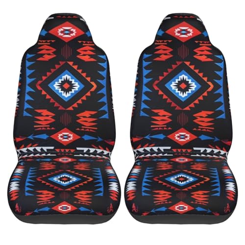 Western Car Seat Covers Abstract Geometry Ethnic Front Auto Seat Cover Navajo Southwest Car Bucket Seats Protector Covers Universal fit for SUV Sedan Van Trucks, Black - color: Western