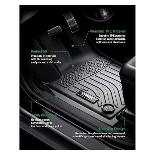 VIWIK Floor Mats for Toyota Tacoma 2005-2015, Automotive All Weather Floor Liners Custom Fit Toyota Tacoma Car Mats 1st and 2nd Row, Front & Rear Non-Slip Odorless TPE - style: Fit for 2005-2015 Toyota Tacoma