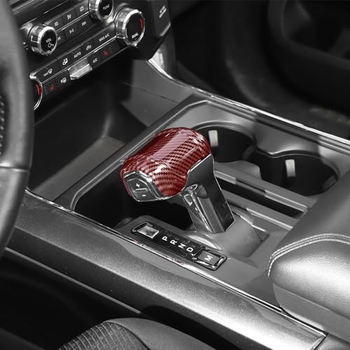 Gear Shift Knob Cover Stick Shifter Cap Cover Compatible with Ford F150 2021-2024+(Red Carbon Fiber) - color: Red Carbon Fiber