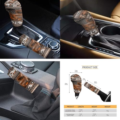 Horeset Car Seat Cover Full Set of 11pcs with Headrest Protector Lanyards Key Chain Cup Pad Gear Shift Knob and Handbrake Sleeve Automotive Seat Cover Accessories Aztec Highland Cow - color: Aztec Highland Cow