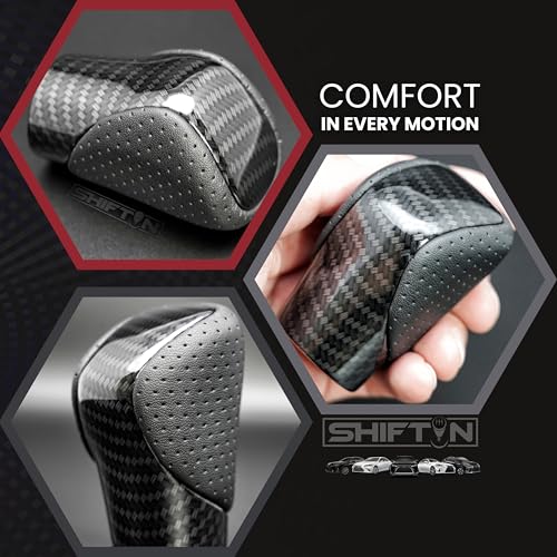 Gear Shift Knob Shifter for Lexus ES GS GX NX RC RX IS350 200t 300 350 450h 450hL 350L | OEM Style Replacement, fits F-Sport Trim (Punched Black Leather/Carbon Pattern) - color: Punched Black Leather / Carbon Pattern