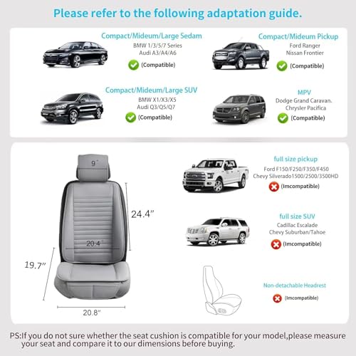 2pc Car Seat Covers, Luxury Car Protectors, Universal Anti-Slip Driver Seat Covers, Edge Wrapping Front Car Seat Covers with PU Leather(Gray) - color: Gray, size: 2x Front Seat Covers