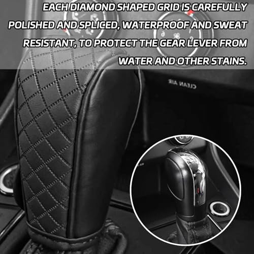 Car Shift Handle Transmission Knob Cover Accessories, Eco-Leather Car Shift Cover, Center Console Magic Tape Gear Lever Protector Universal for Most Cars(Black) - color: Black