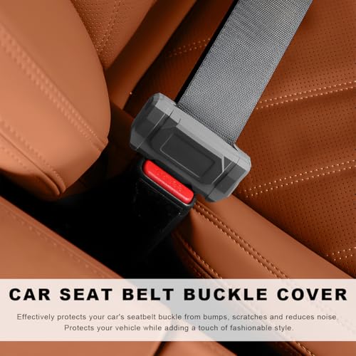 2 PCS Car Seat Belt Buckle Covers, Anti-Scratch Silicone Auto Seatbelt Clips Protector, Universal Seat Belt Buckle Protective Sleeve for SUVs Vans Trucks, Car Accessories (Gray) - color: Gray