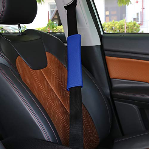 X AUTOHAUX 4pcs Universal Blue Car Safety Seat Belt Pads Cover with Soft Polyester Fiber Auto Seatbelt Shoulder Pad for More Comfortable Driving - color: Blue