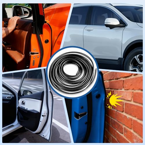 20Ft (6.1m) Car Door Edge Guards, U-Shaped Black Car Door Protector, Automotive Door Entry Guard Fit for Most Vehicles, Built-in Metal Clips, No Need Adhesive, Easy to Cut