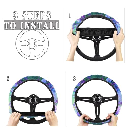 AFPANQZ Butterfly Daisy Car Steering Wheel Cover Stretch-on Comfortable Grip Automotive Steering Wheel Cushion Anti-Slip Universal 14-15 inch Machine Washable - color: Butterfly Daisy