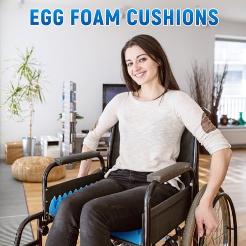 Geiserailie 2 Pcs Egg Foam Pad Eggs Chair Cushion to Relieve Back Foam Seat Cushion Chair Accessories Pad for Office Recliner Wheelchair Home Car (Egg, Blue)