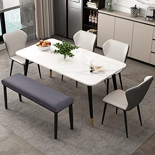 Lebaley Waterproof Stretch Bench Cover – Quilted Pattern, Elastic Rectangular Bench Seat Cover, Washable Bench Slipcover for Dining Room, Entryway & Kitchen (Grey) - color: Grey, size: Regular - Standard