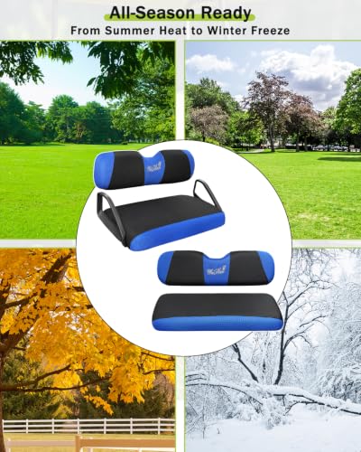 Golf Cart Seat Covers Front & Rear Set for EZGO TXT RXV | Also Fits Club Car DS - 2000-Up | Breathable Mesh | Cool & Sweat-Proof | Machine Washable | Easy to Install, Black&Blue - color: Black & Blue, size: Rear + Front Seat EZGO TXT RXV Club Car DS 2000-