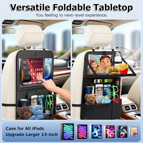 KaiCross Backseat Car Organizer with Upgraded Foldable Tray, Car Seat Organizer for Kids, Travel Accessories with 9 Storage Pockets,Car Seat Organizer Backseat with Touch Screen-1 Pack - size: 1 Pack