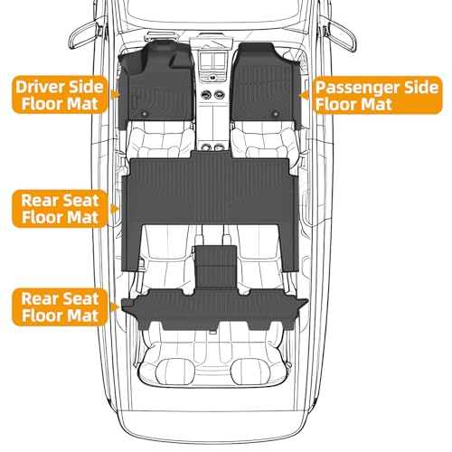 Floor Mats for Chrysler Town & Country 2008-2016, Floor Mats for Dodge Grand Caravan 2008-2021, Town & Country Floor Mat(ONLY Stow'n Go), TPE Non-Slip Summer Winter, 1st & 2nd & 3rd Row - style: 2)2008-2016|Town & Country/2008-2021|Grand Caravan|Front&Rea