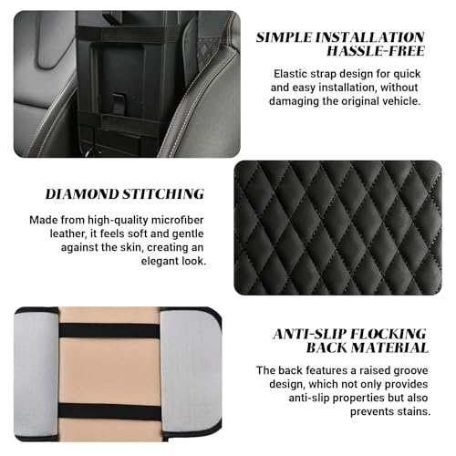 Car Center Console Cover, Upgraded Microfiber Car Armrest Cover Cushion, with 2 Storage Bags Scratch, Resistant Leather Cars Armrest Storage Box Universal Vehicles Accessories (Black) - color: Black