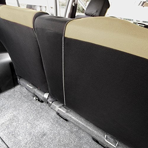 FH Group Full Cover Rear Bench Car Seat Cover β Universal Fit, Split Bench Design with Zipper, Compatible with 60/40 & 40/60 Split Seats, SUV & Van β Beige - color: Beige, style: Rear Set