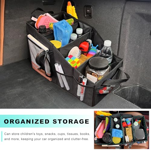 Car Seat Organizer, Collapsible Passenger Seat Storage Caddy with 4 Compartments, Waterproof Oxford Cloth Storage Box for Automotive Front & Back Seats, Car Accessories